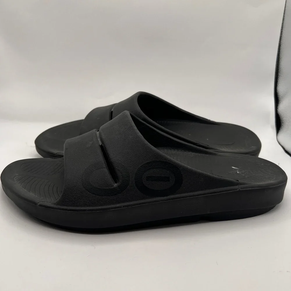 OOFOS OOahh Sport Slides Sandals Black Recovery Shoes Mens 12 Womens 14 EU 45